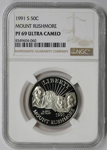 1991-S Mount Rushmore Modern Commemorative Half Dollar 50C PF 69 Ultra Cameo NGC - Picture 1 of 4