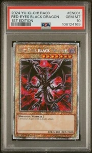 2024 Yu-Gi-Oh! Red-Eyes Black Dragon RA03-EN081 Platinum Secret Rare PSA 10 - Picture 1 of 1