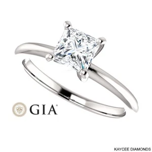 1/2 (0.50) Carat Princess Cut GIA Certified Diamond Ring in 14K White Gold - Picture 1 of 6
