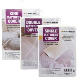 FITTED MATTRESS PROTECTOR SHEET SINGLE DOUBLE KING SUPER KING WATERPROOF VINYL - Picture 1 of 14