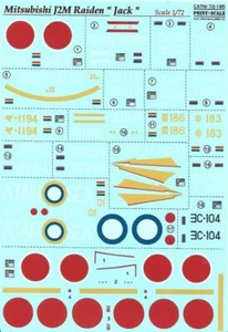 MITSUBISHI J2M RAIDEN "JACK" 1/72 DECALS PRINT SCALE 72-195 - Imagen 1 de 1