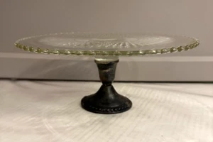 "Plato de pastel con pedestal Duchin Creations 10,5"" base ponderada de plata de ley vintage" - Imagen 1 de 15