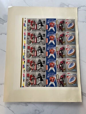 1992 Skybox Primetime NFL Uncut Sheet National Convention (3500 made) ELWAY/RICE - Image 1 of 4