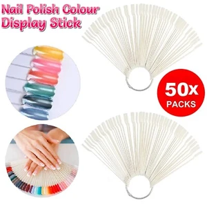 50pcs False Fake Nail Polish Colour Display Wheel Chart Ring Sticks Tips Swatch - Picture 1 of 11