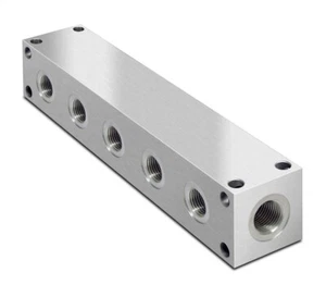 Hydraulic Parallel Scheme Aluminium Manifold, 5 Station, 3/4" BSP inlet, 1/2" BS - Picture 1 of 1