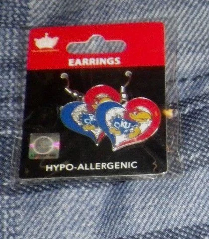 KANSAS JAYHAWKS AMINO EARRINGS  NEW  MINT  STILL IN PACKAGE Cover