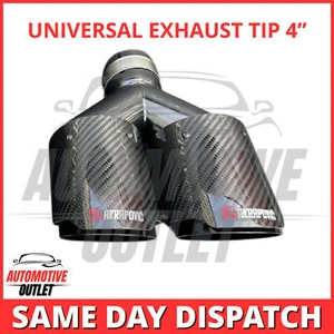 RIGHT DRIVERS SIDE AKRAPOVIC EXHAUST TIPS 4" OUTLET TWIN Y PIECE GLOSS CARBON - Picture 1 of 8