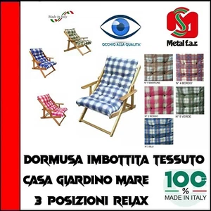 Poltrona sedia sdraio relax reclinabile legno 3 posizioni imbottita pieghevole - - Foto 1 di 3