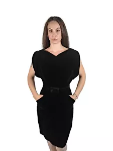FABULOUS..VTG 40s 50s..BLACK..VELVET..BOMBSHELL..WIGGLE..PARTY..EVENING..DRESS.M - Picture 1 of 6