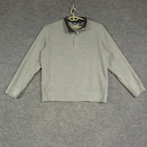 Lands End Sweater Mens Large Grey Long Sleeve Pullover Knit Collared Sweater - Picture 1 of 11