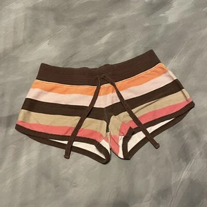 Girl’s Old Navy Retro Striped Shorts XL Brown Orange Pink Casual Pull On Cotton - Picture 1 of 3