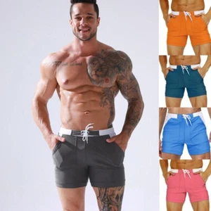 Men Swimming Shorts Lined Board Patchwork Trunks Beach Summer Adults Swimwear - Picture 1 of 29