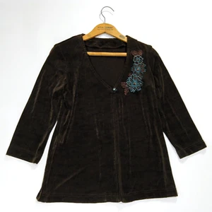 Y2K Slinky Strickjacke Gr. S M braun verziert skurril Whimsygoth Fairycore - Bild 1 von 6