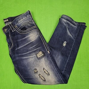 Affliction Blake Jeans Men 32 Acid Wash Grunge Buckle Biker 29" Inseam - Picture 1 of 13