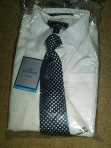 NWT BOYS LONG SLEEVE DOCKERS WHITE DRESS SHIRT AND TIE LIKE DAD! SIZE 4 - Picture 1 of 1