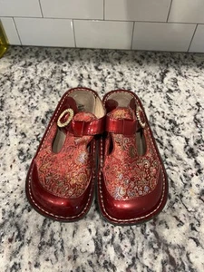 Alegria Clogs Womens Multicolor patent Canvas Leather Slip On Mule Sandals 36 - Picture 1 of 5