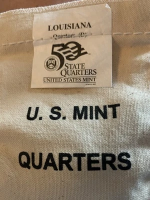2002-D ,,LOUISIANA  State Quarters US Mint Sewn UnOpened $25 Bag  - Image 1 of 2