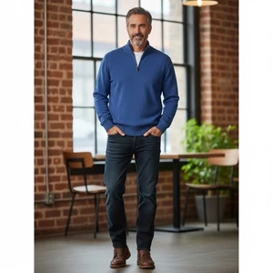 Patagonia Men’s 1/4 Zip Sweater 100% Merino Wool Blue Men's Size Large Preppy - Picture 1 of 12