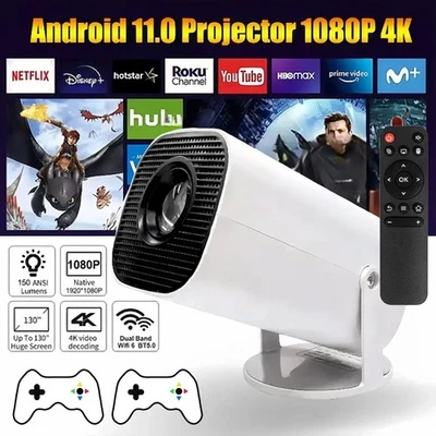 2025 Beamer Projektor 4K UHD WiFi Bluetooth Android TV Heimkino Mini Tragbar NEU - Bild 1 von 4