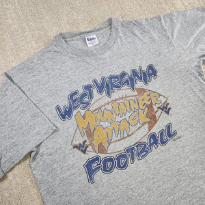 Camisa De Colección WVU Mountaineers Hombres XL 90s NCAA Fútbol Virginia Occidental Hecha en EE. UU. - Imagen 1 de 8