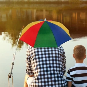 Umbrella Hat Colorful Compact Sunny and Rainy for Men Women Camping Hiking - Picture 1 of 6