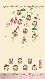 Noren curtain, room divider curtain, width 85cm, length 150cm, owl design 022 - Picture 1 of 8