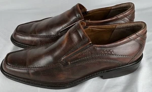 Mocassins confort à enfiler en cuir marron Ecco chaussures homme 44 US 10 10,5 robe - Photo 1/6