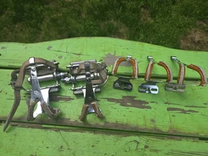 Vintage KKT-TPA Road Bike Pedals With Safety Toe And 3 NOS Safety Toes Japan - Picture 1 of 10
