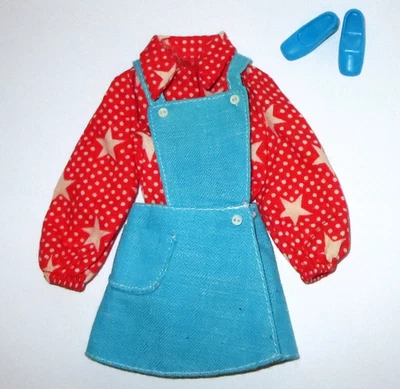 复古 20 世纪 70 年代芭比娃娃 Best Buy Sport Star 3353 完整围兜裙衬衫鞋 — 第 1/4 张图片