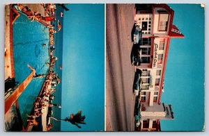 1956 Miami Beach, FL POSTKARTE - Santa Anita Hotel und Poolszene Mehrblick - Bild 1 von 2