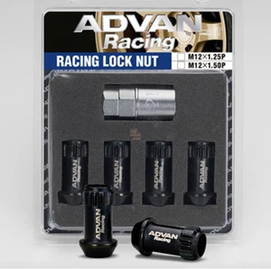 ADVAN Racing Lock Nuts M12 X 1.25P Black (Set of 4 With Key) - Picture 1 of 3