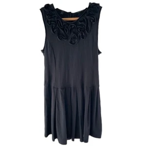 Benetton Class Black Sleeveless Ruffle Neck Pleated Dress Kids Girls Large 8-9 - Picture 1 of 7