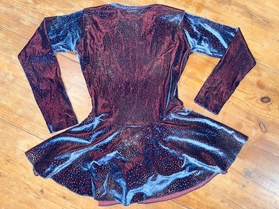 Eurotard Leotardo Niña Pequeño Azul Púrpura Brillo Spandex Manga Larga Falda Foto 1 de 4