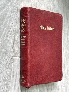 ✝️ The New King James Version Holy Bible Burgundy Genuine Leather Nelson 406BG - Foto 1 di 9