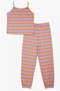 Cozy Jams Girls Pajamas Pink/Purple Size 10/12 Stripe Tank Top Pants 2 Piece Set - Picture 1 of 9