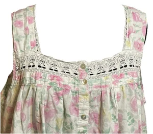 Eileen West Nachthemd Cottage Core Blumen ärmellos Midi Spitze eckiger Ausschnitt L - Bild 1 von 15