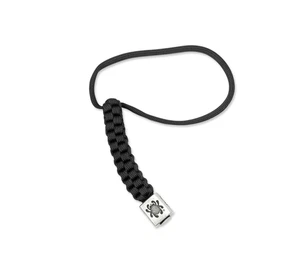 Spyderco Lanyard Box Weave Black Nylon Parachute Cord Square Pewter Bead BEAD1LY - Foto 1 di 1