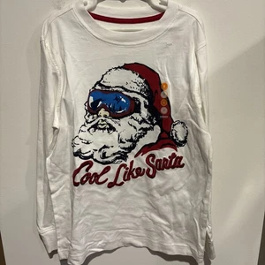 Gymboree Cool Like Santa Long Sleeve White T-shirt Size 8 NWT - Picture 1 of 5