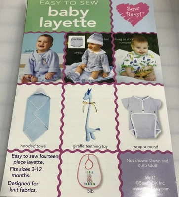 Baby Layette Pattern sz 3mo-12mo 14 Piece Baby Layette Sewing Pattern - Image 1 of 2