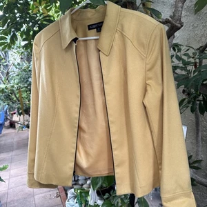 Albert Nipon*Suit Jacket*Size 8*Buttercup*Zipper Front*Shoulder Pads*VTG*Wool  - Picture 1 of 13