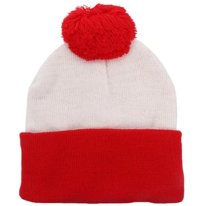 1 Stück rot weiß Strick Winter Beanie Mütze Weihnachten Farbe Wollmütze Wollmütze - Bild 1 von 12