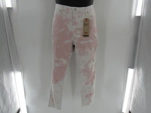 Levi's 721 High Waist Skinny Ankle Pink White Tye Dye Stretch Jeans 18W - Picture 1 of 6