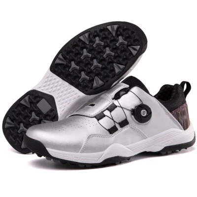Tenis de golf impermeables para hombre con cordones rápidos antideslizantes con picos de golf zapatos deportivos  Foto 1 de 4