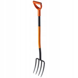 KADAX Spatengabel aus Stahl, Gabel mit D-Griff, 4 Zinken, Schwarz/orange - Bild 1 von 12