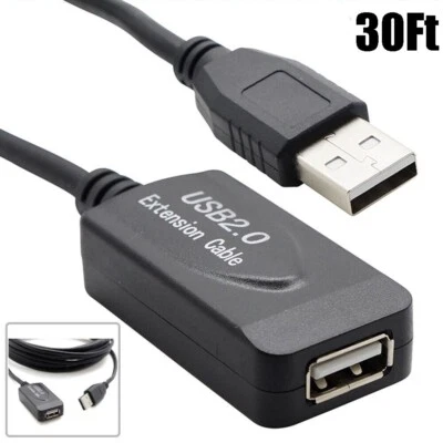 Cable amplificador repetidor activo tipo A extensión USB de 30 pies macho a hembra Foto 1 de 2