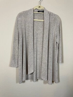 Cárdigan suéter Kasper para mujer talla XL gris manga larga frente abierto Foto 1 de 4