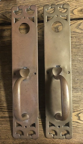 Pair Large Cast Bronze Entry Thumb Latches by R&E, c1890’s Cover