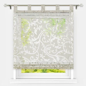 Raffrollo Ausbrenner Küchengardine mit Schlaufen Raffgardine Modern Transparent - Bild 1 von 46