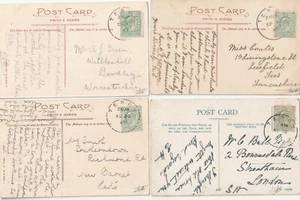 1907 PEMBROKESHIRE x 4 DIFF DATED AUG & SEP TENBY SKELETON POSTMARKS ON PPCs - Picture 1 of 2