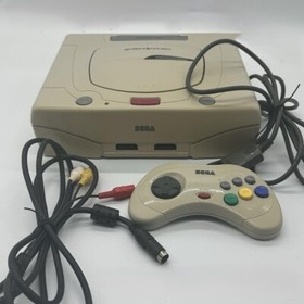 Sega Saturn Console White HST-3220 Game JAPAN Tested Working w/ Controller Cable